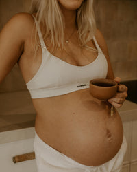 Thumbnail for Leakproof maternity bra in white worn by pregnant women